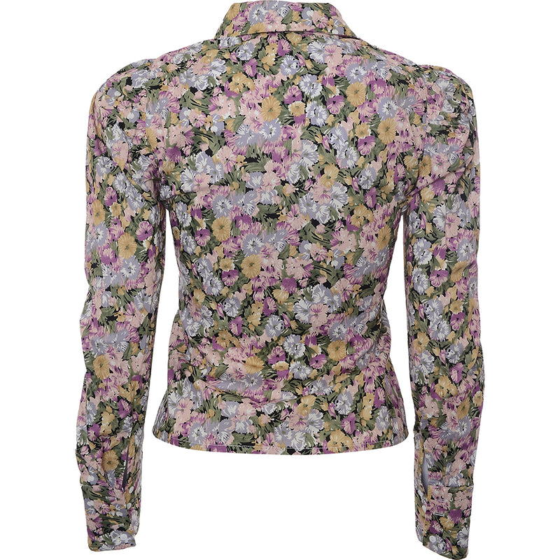 Only Womens Floral Print Shirt With Puff Sleeves