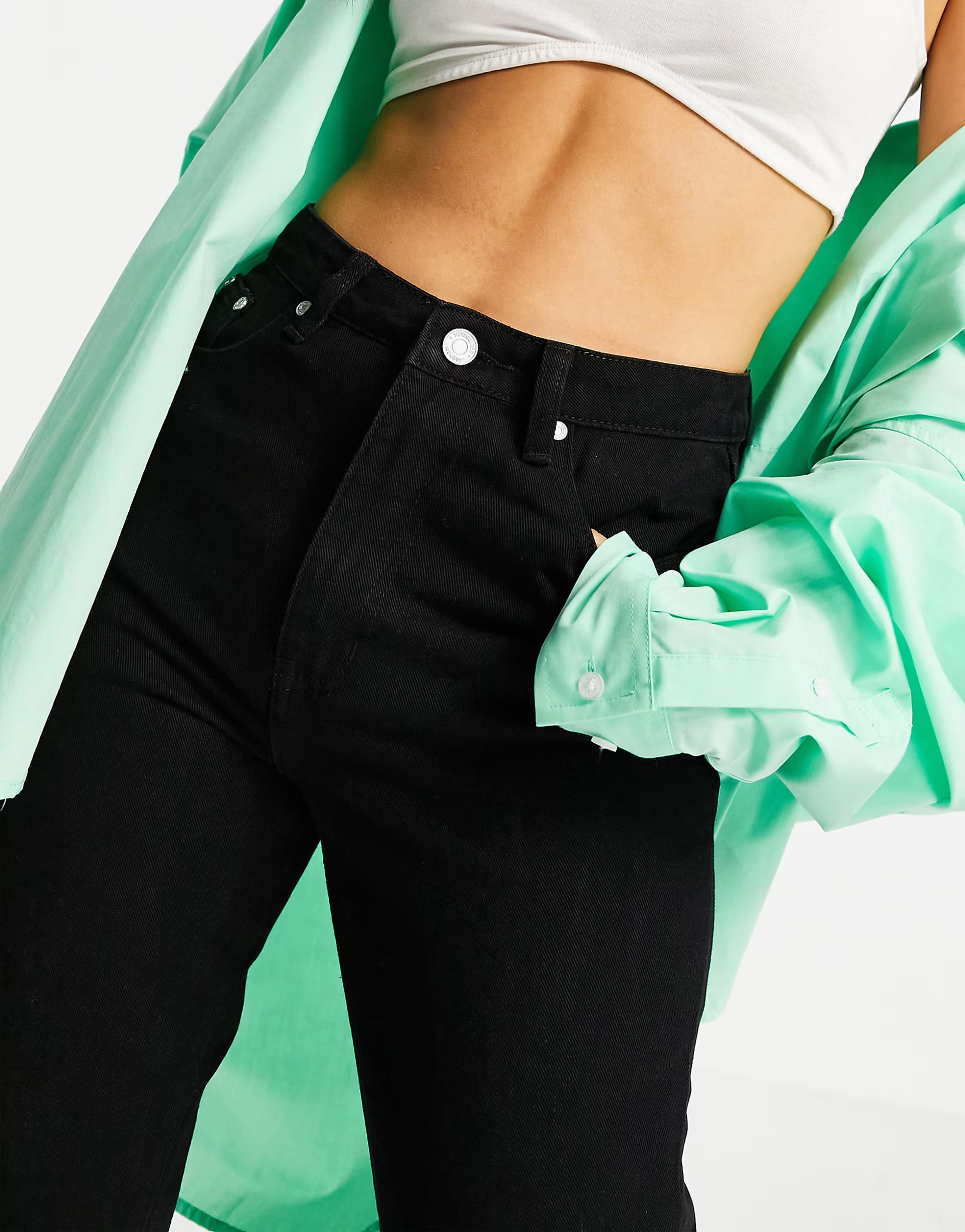 Missguided Womens Petite Riot Highwaisted Denim Mom Jean In Black