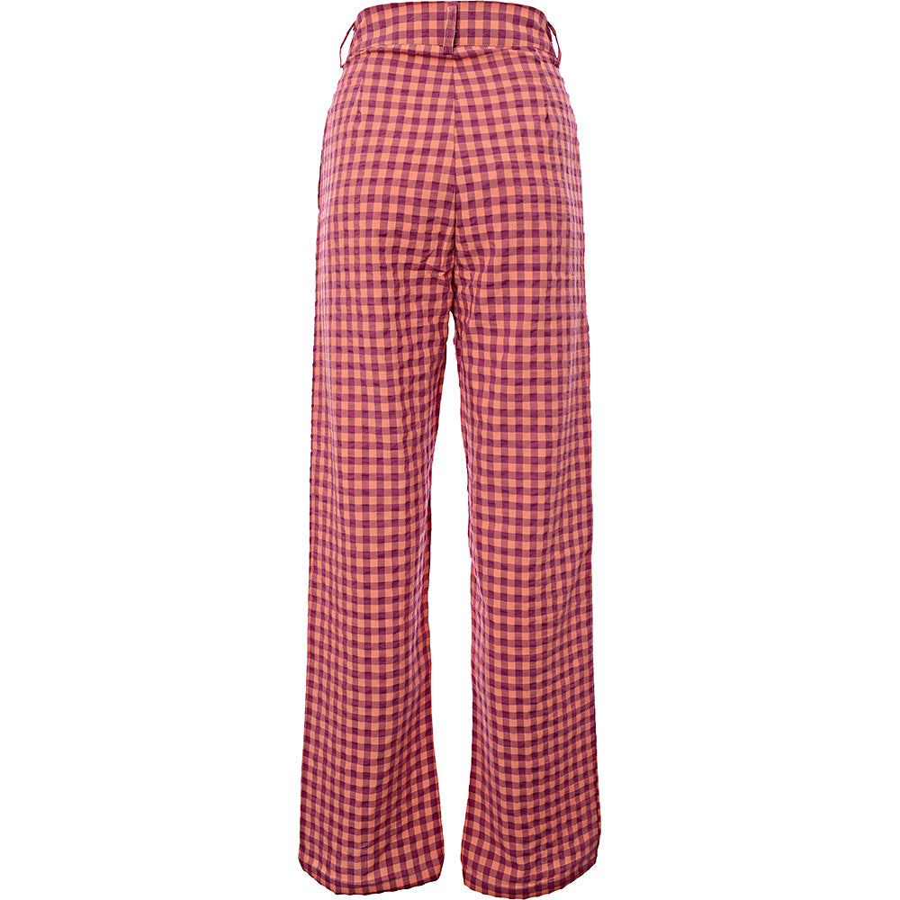 Daisy Street Women's Vintage Check High Waist Wide Leg Trousers