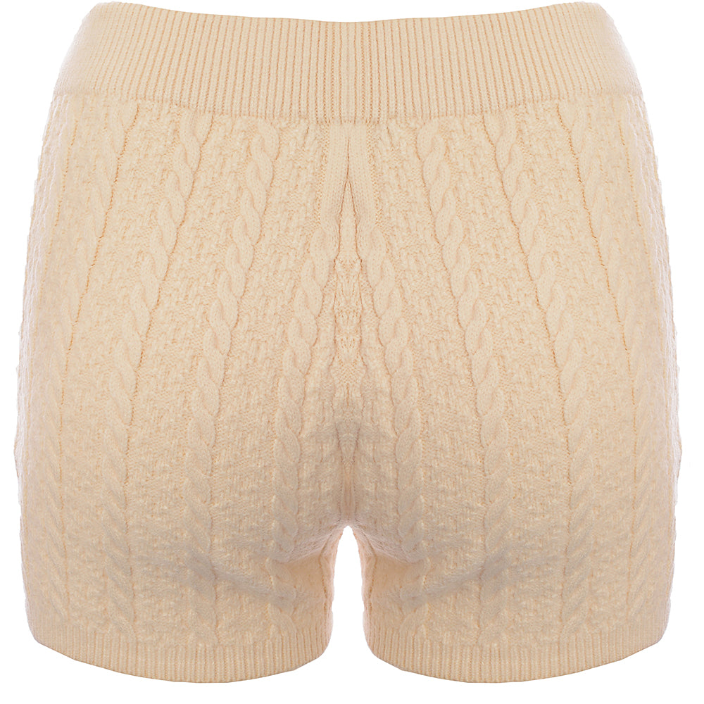 Womens Loungeable Cable Knit Short in Cream