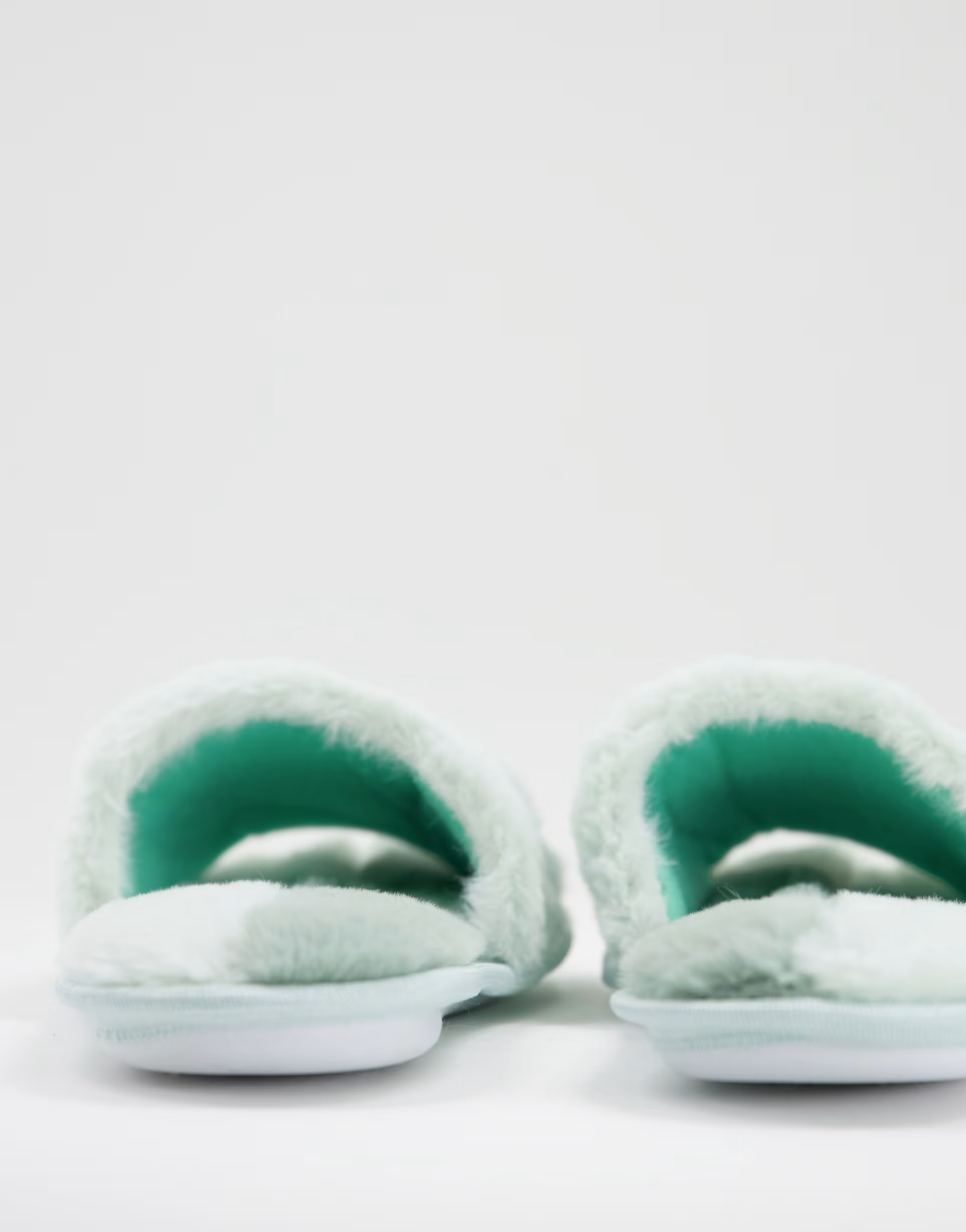 Loungeable Womens 2 Colour Faux Fur Splice Slider In Tonal Green