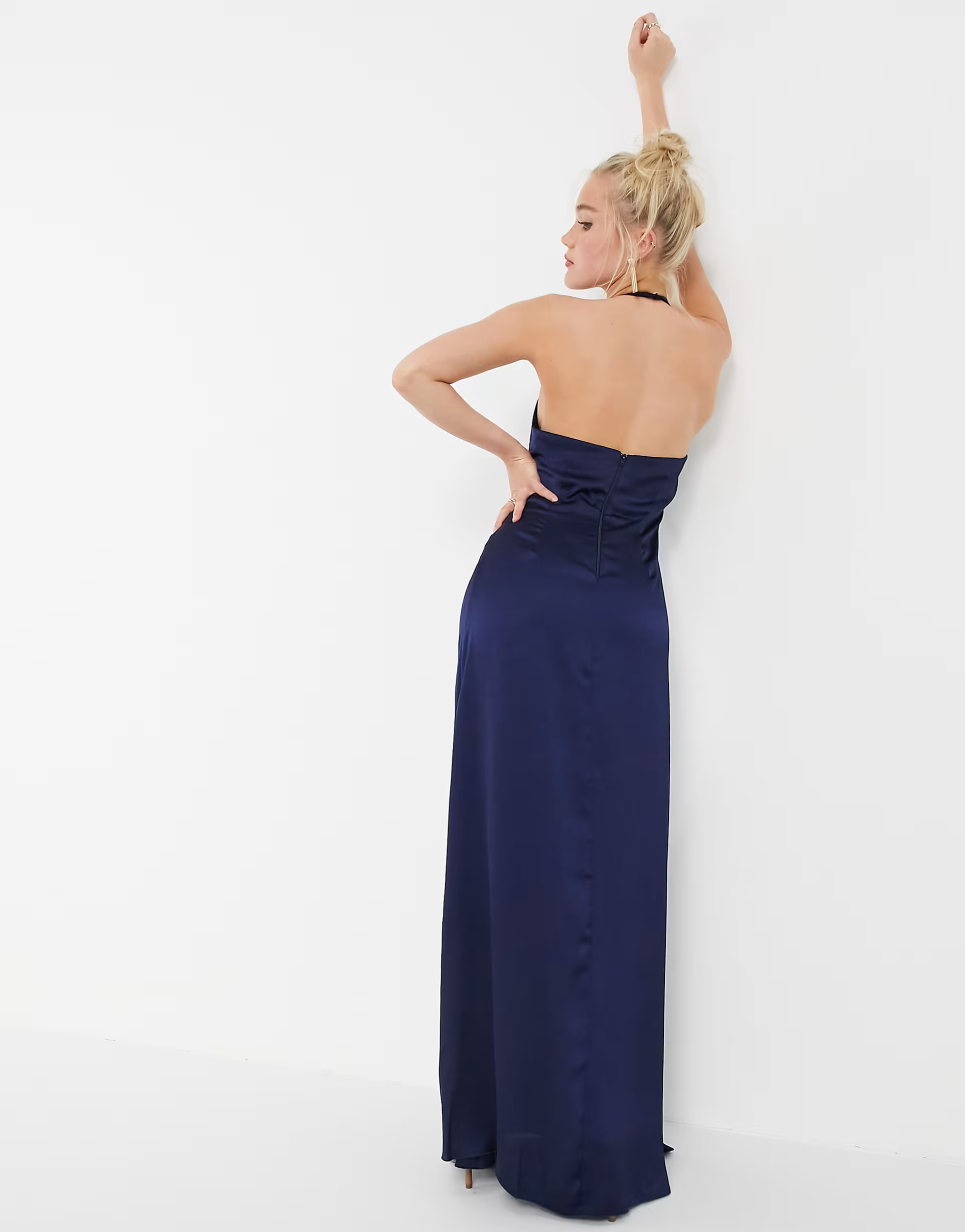 Little Mistress Womens Halter Neck Maxi Dress In Navy