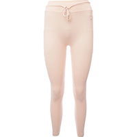 Reebok Women's Light Pink Ribbed Logo Leggings with Drawstring Waist