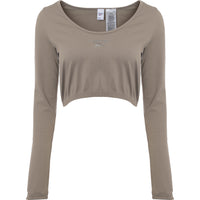 Reebok Women's Beige Small Central Logo Long Sleeve Top