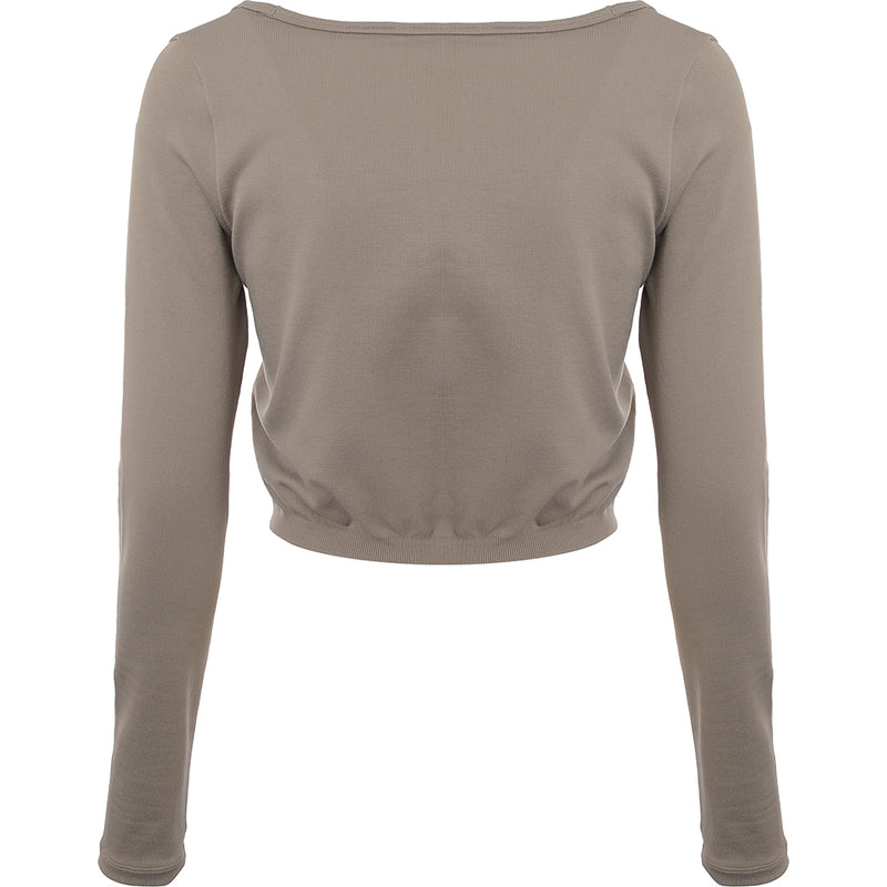 Reebok Women's Beige Small Central Logo Long Sleeve Top