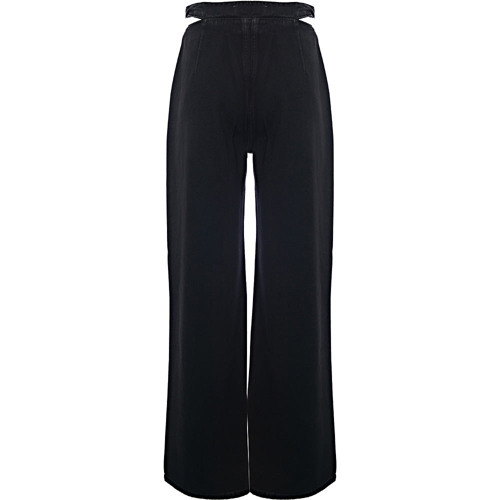 Bershka Wide Leg Cutout Detail Trouser