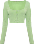 Skylar Rose Women's Green Cropped Square Neck Cardigan