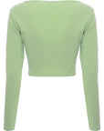 Skylar Rose Women's Green Cropped Square Neck Cardigan