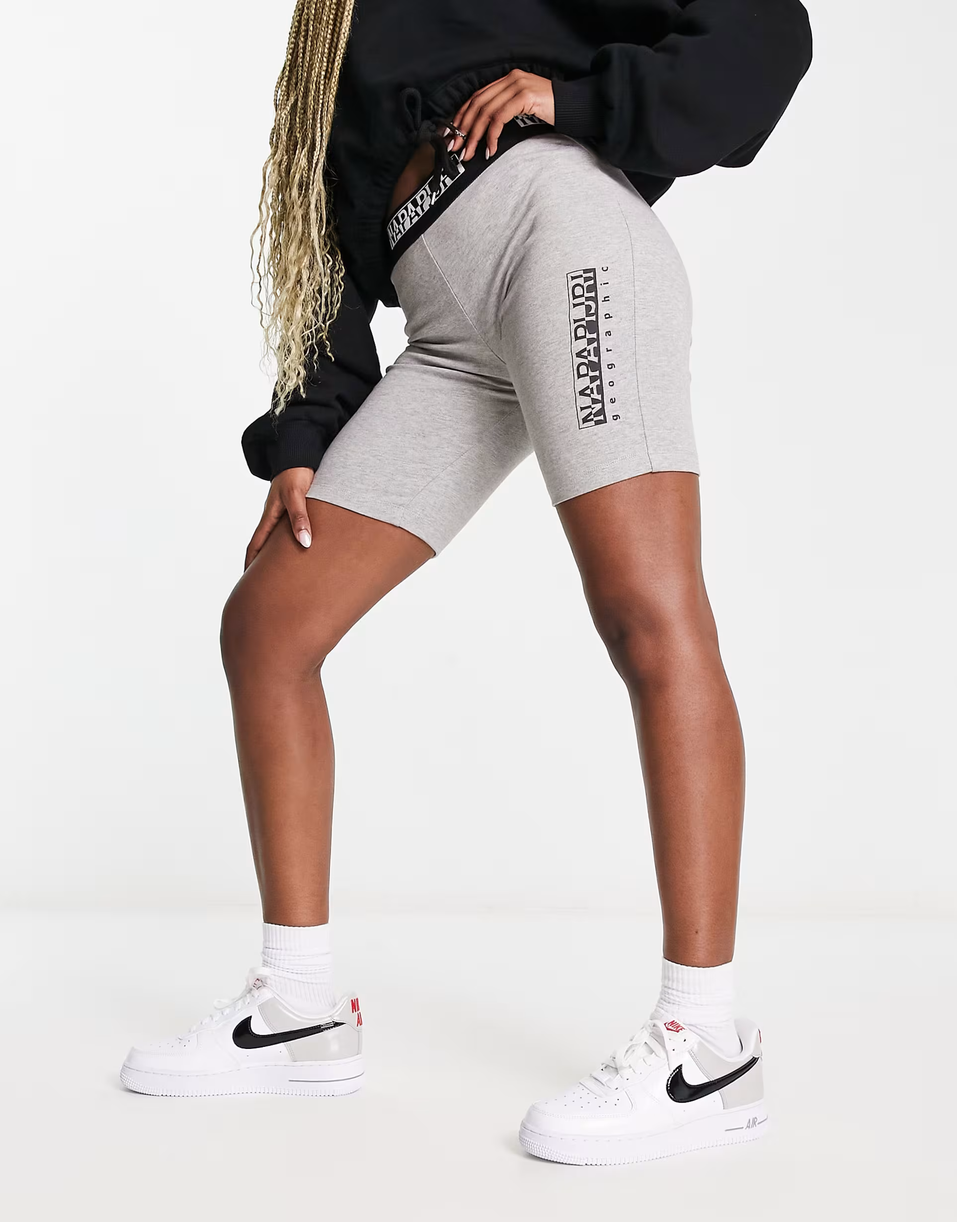 Napapijri Womens Box Legging Shorts in Grey Exc In Black