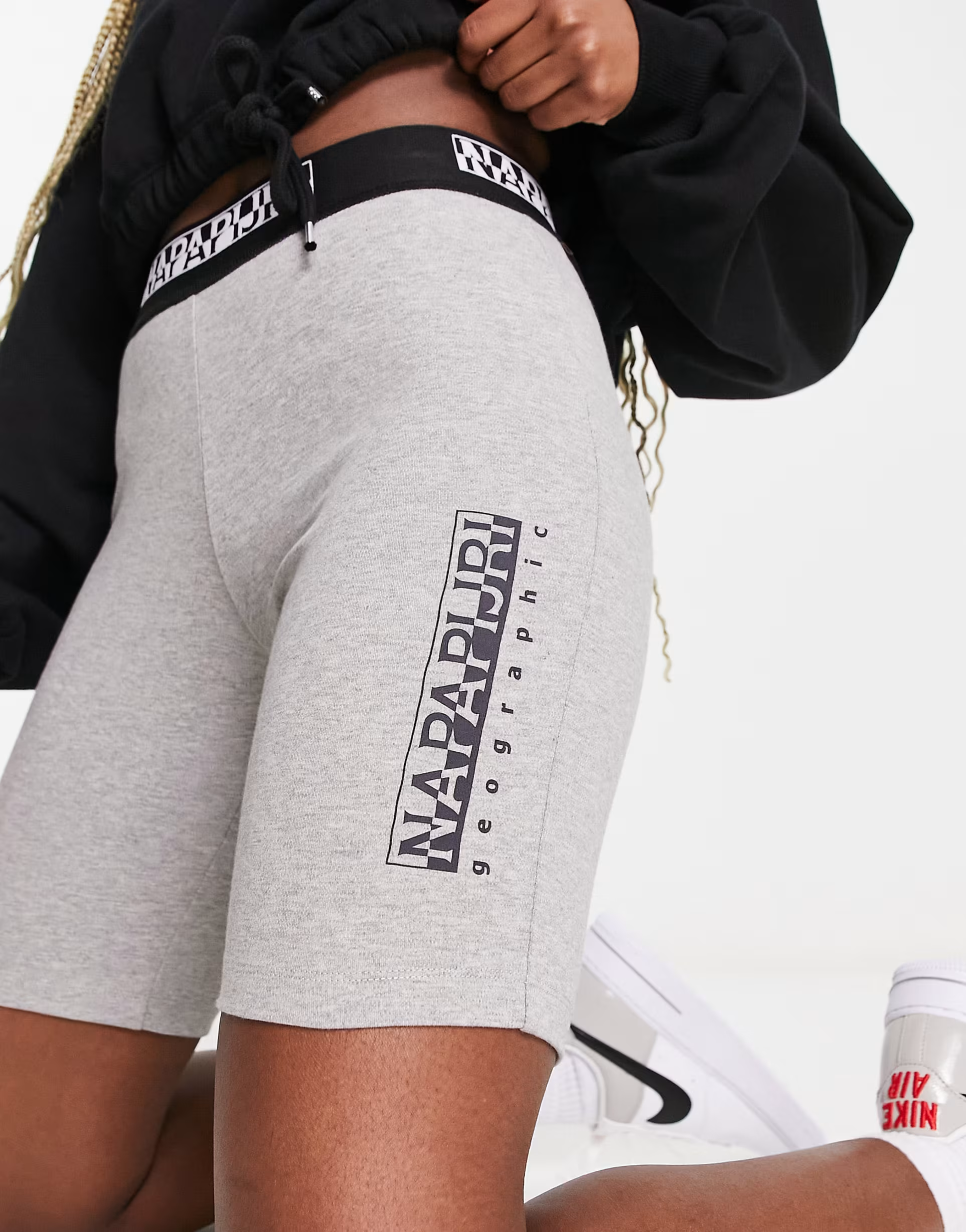 Napapijri Womens Box Legging Shorts in Grey Exc In Black