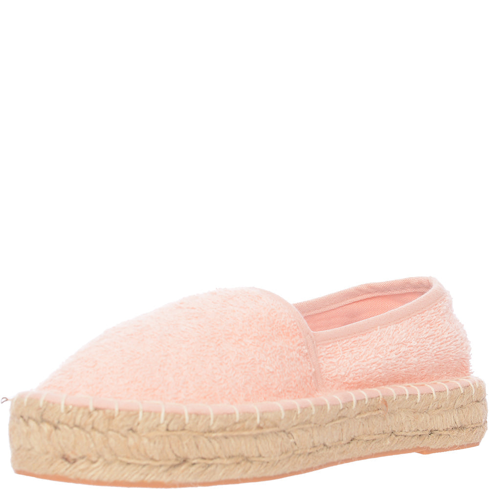 South Beach Women's Peach Towelling Espadrilles