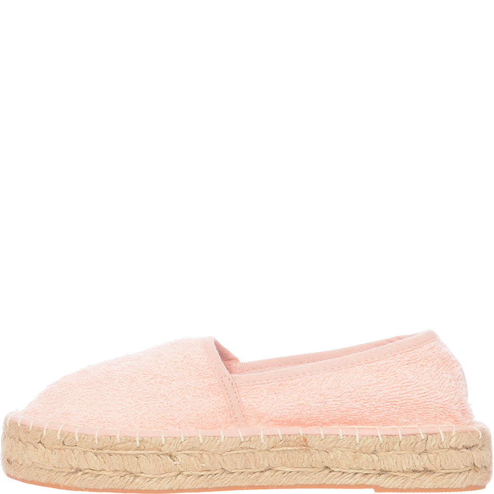 South Beach Women's Peach Towelling Espadrilles