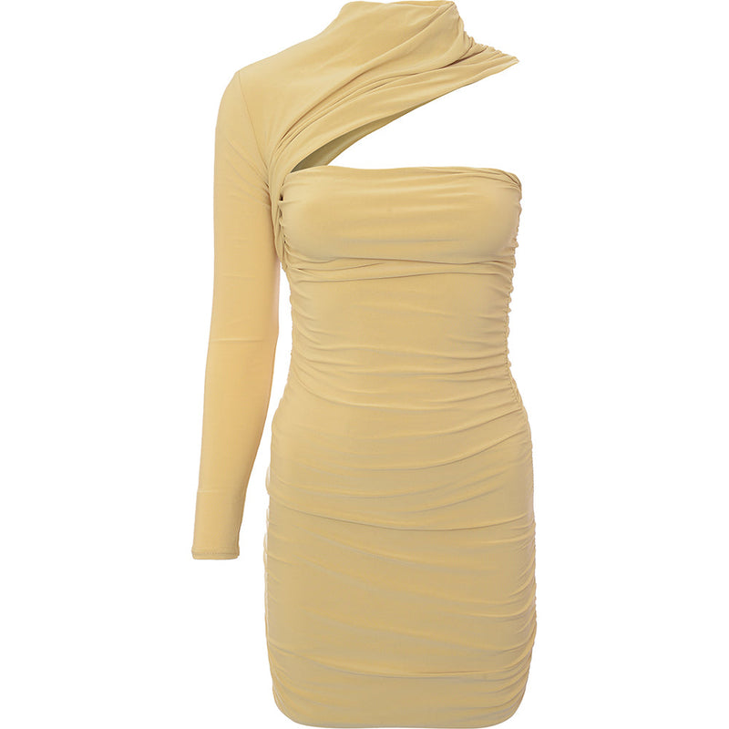 Club L London Women's Ruched One Shoulder Cut Out Dress