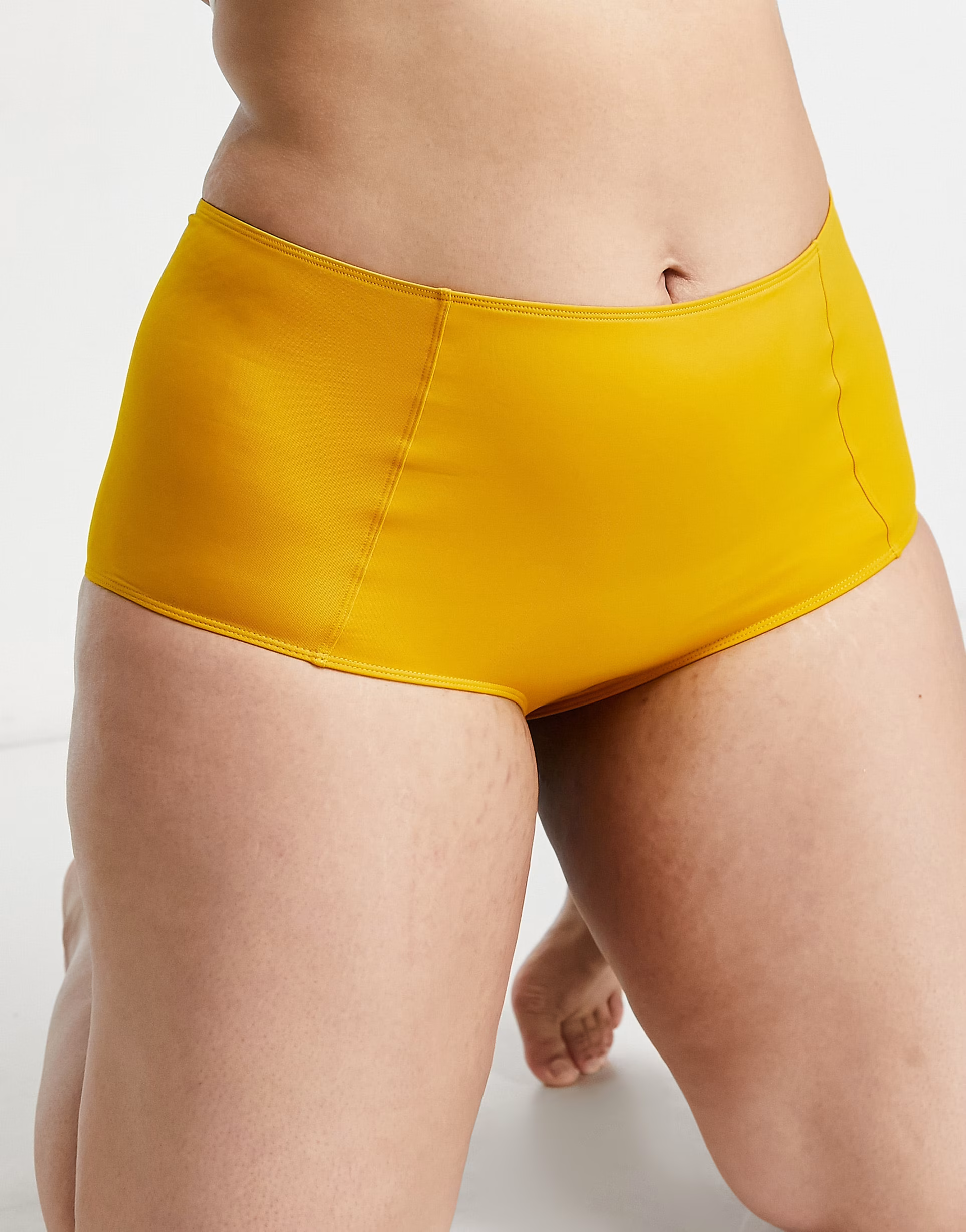 Monki Womens High Waisted Bikini Bottoms In Yellow