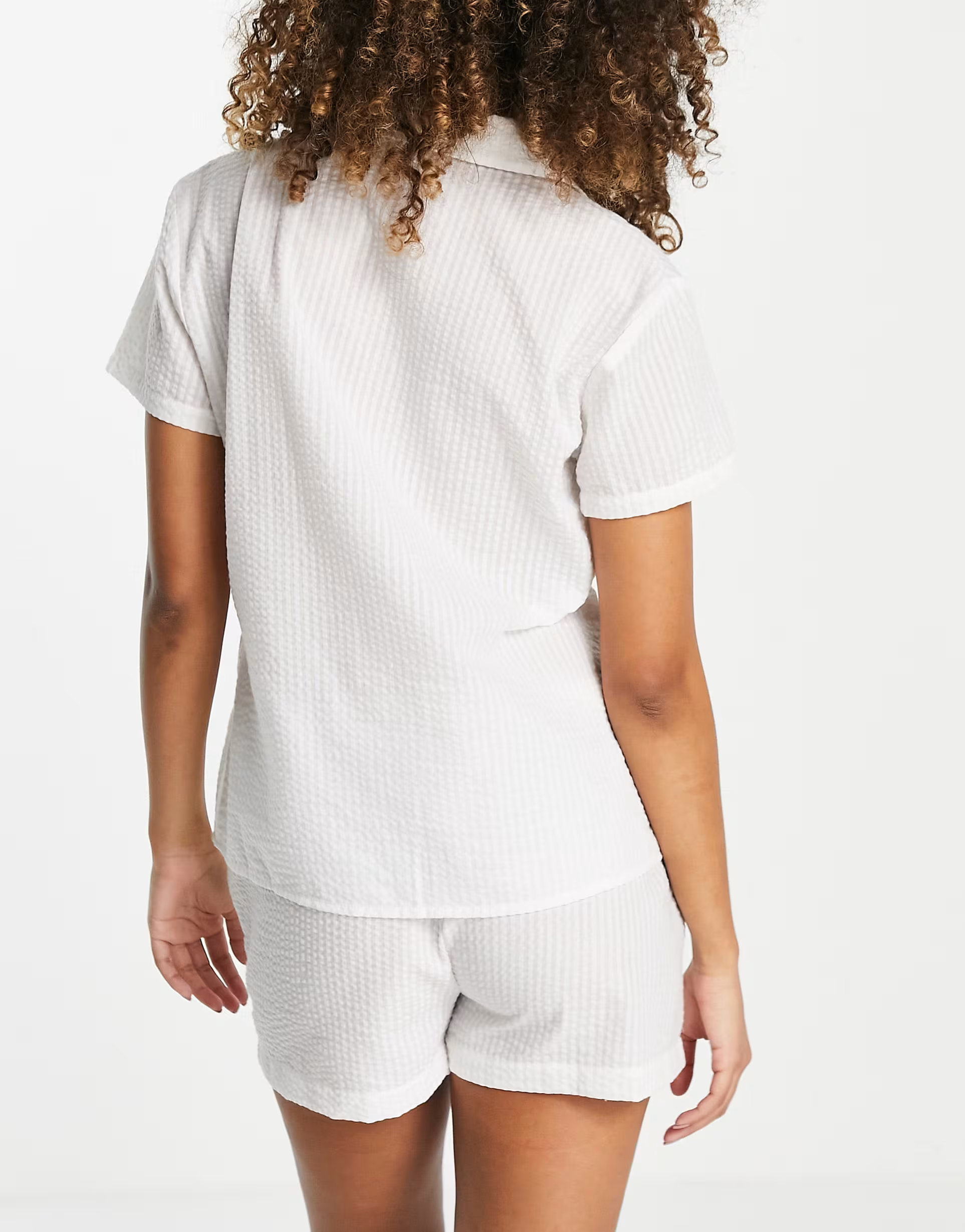 Loungeable Womens Mix And Match Seersucker Pyjama Shirt In White