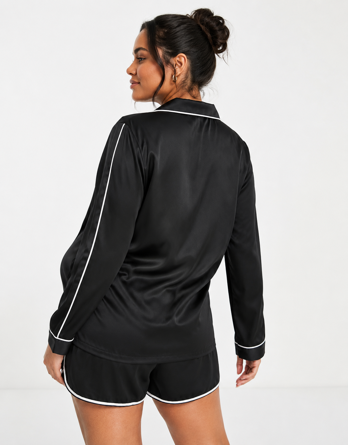 Loungeable Womens Maternity Mix And Match Satin Pyjama Shirt In Black