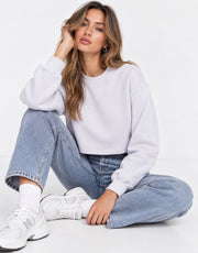 Urban Bliss Womens Drop Shoulder Crop Sweat In Blue