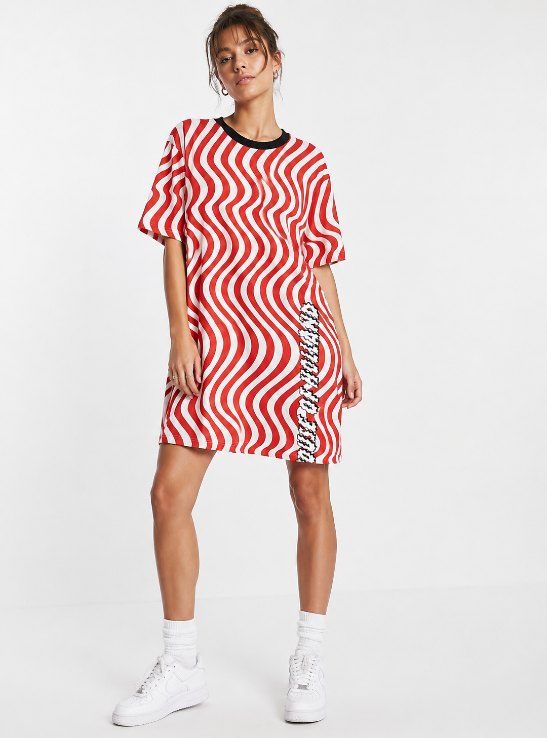 House of Holland Womens Wavey Branded T-Shirt Dress In Red