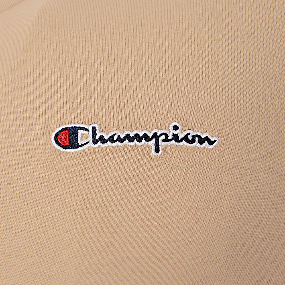 Champion Mens Small Script Logo T-Shirt In Beige