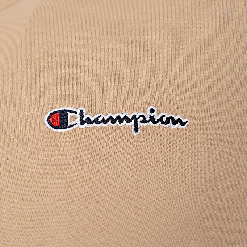 Champion Mens Small Script Logo T-Shirt In Beige