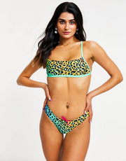 Speedo Womens Hipster Brief in Green And Black In Multi