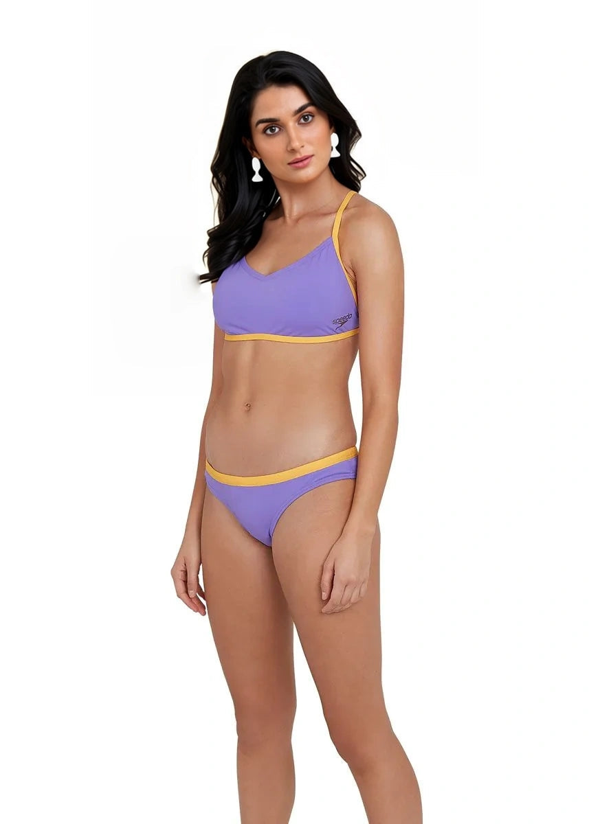 Speedo Womens Waistband Brief in Purple And Ora In Multi