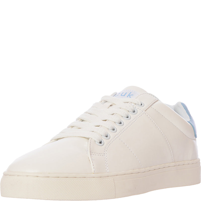 French Connection Mens Contrast Heel Tennis Trainers In White & Sky Blue