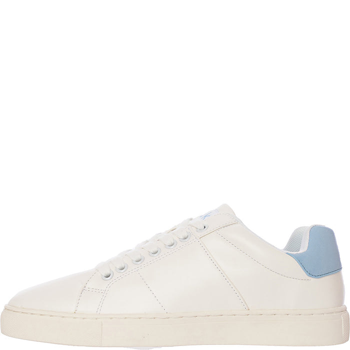 French Connection Mens Contrast Heel Tennis Trainers In White & Sky Blue