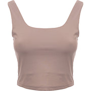 South Beach Womens Square Neck Longline Crop To in Beige