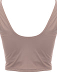 South Beach Womens Square Neck Longline Crop To in Beige