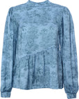 Object Womens High Neck Smock Top in Blue Art Print