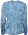 Object Womens High Neck Smock Top in Blue Art Print