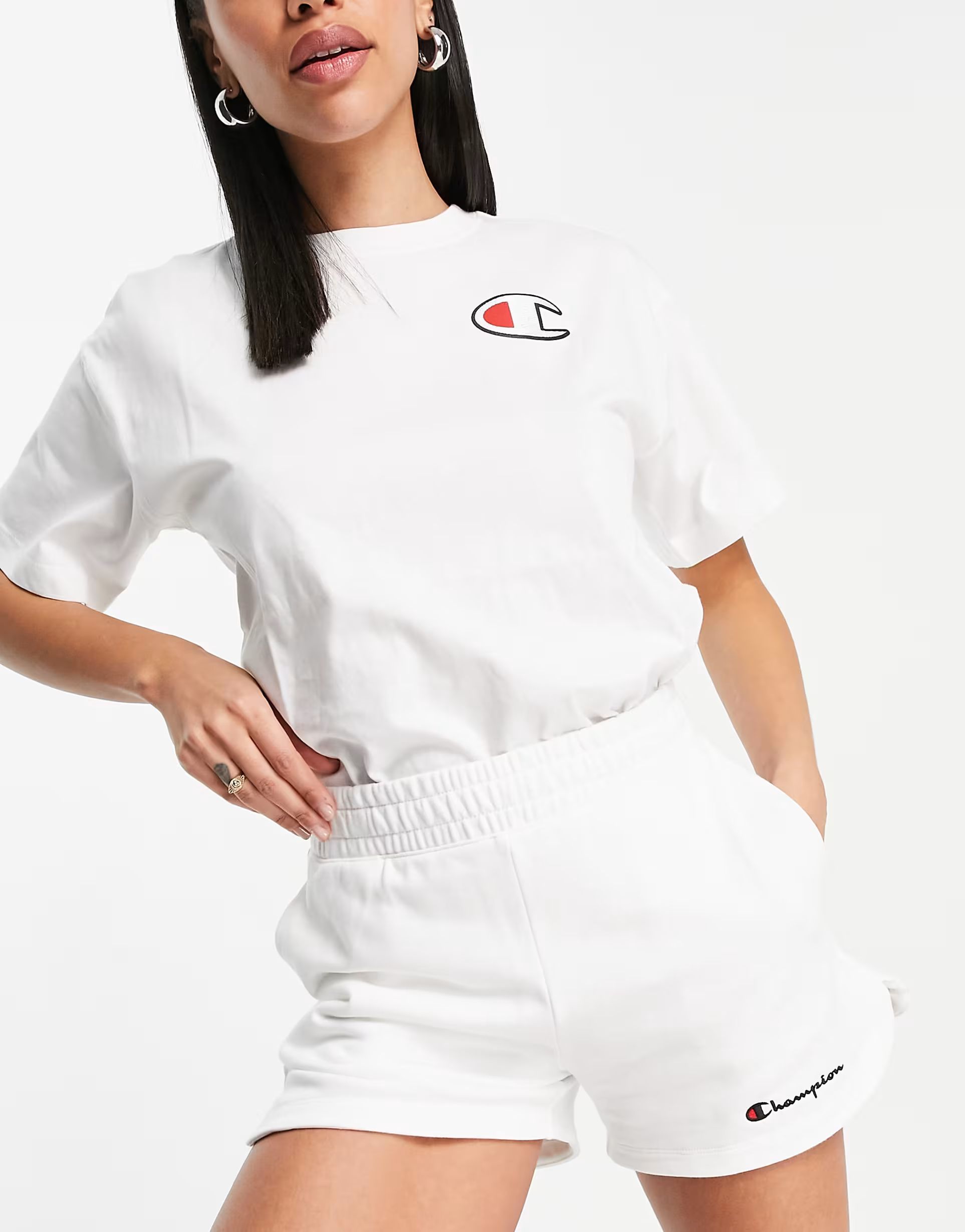 Champion Womens High Waisted Shorts In White