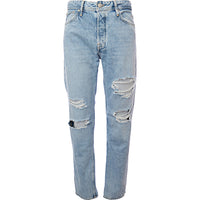 Jack & Jones Mens Light Blue Intelligence Mike Straight Jeans with Rips