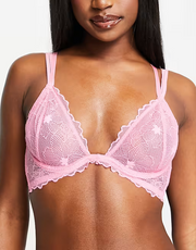 Lost Ink Womens Lace Underwire Longline Bra In Pink