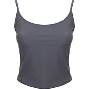Onzie Womens Ribbed Cami Crop Vest in Grey in Blue