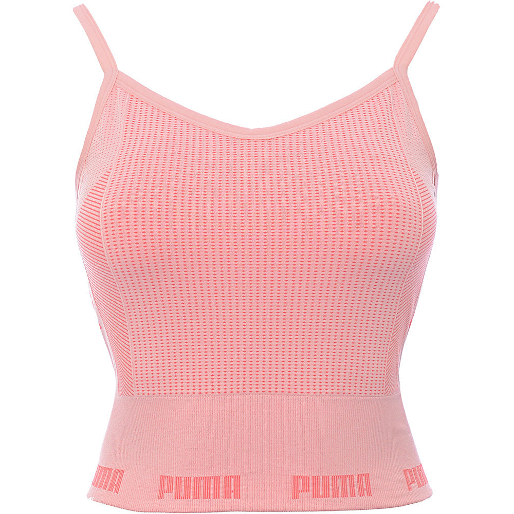 Puma Womens Soft Pink Training Evoknit Seamless Light Support Sports Bra