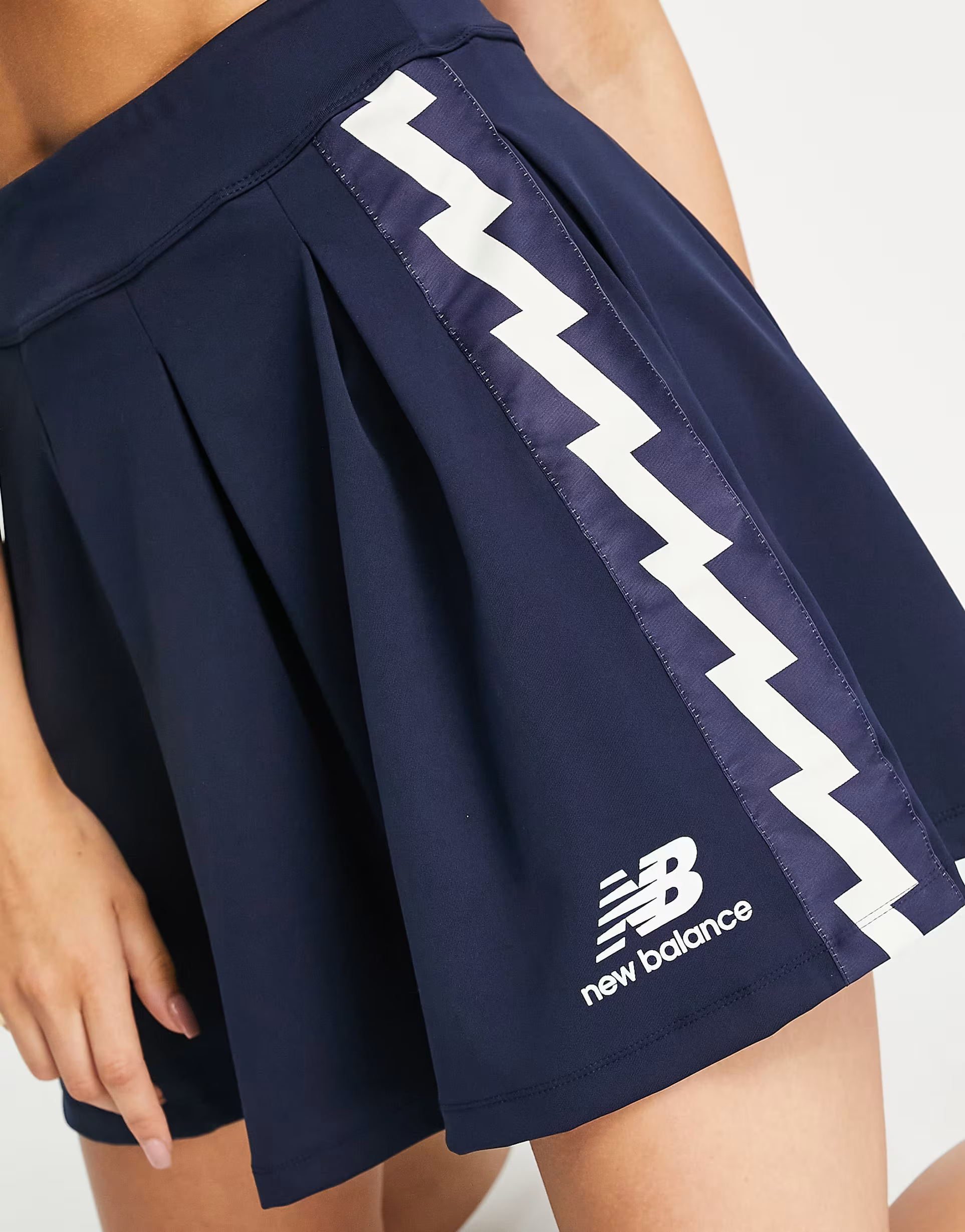 New Balance Womens Taped Mini Skirt in Navy