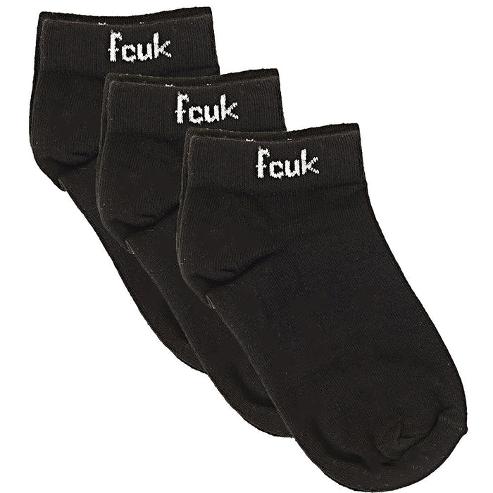 French Connection Women's 3 Pack FCUK Ankle Socks