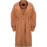 Y.A.S Women's Orange Formal Coat with Tie Waist and Voluminous Detail