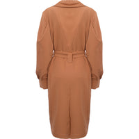 Y.A.S Women's Orange Formal Coat with Tie Waist and Voluminous Detail