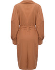 Y.A.S Women's Orange Formal Coat with Tie Waist and Voluminous Detail