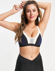 Womens Puma Forever Luxemid Support Sports Bra With Panel Detail in Blue