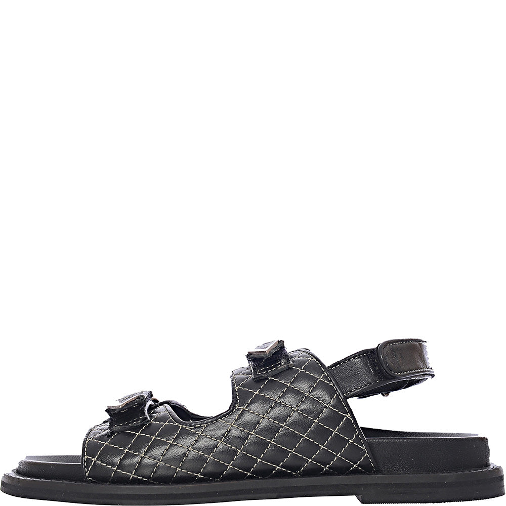 Asra Men's Sojo Quilt Slingback Sandals in Black