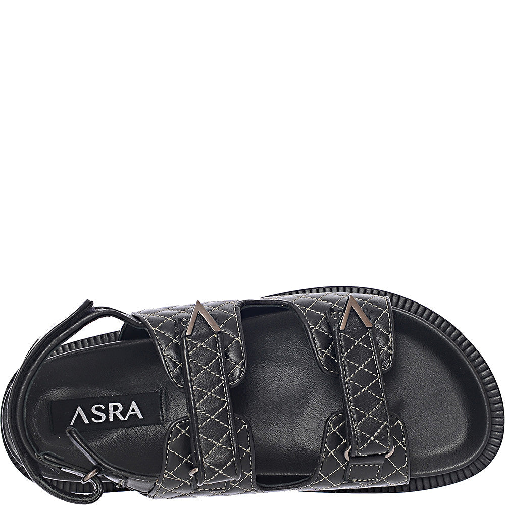 Asra Men's Sojo Quilt Slingback Sandals in Black