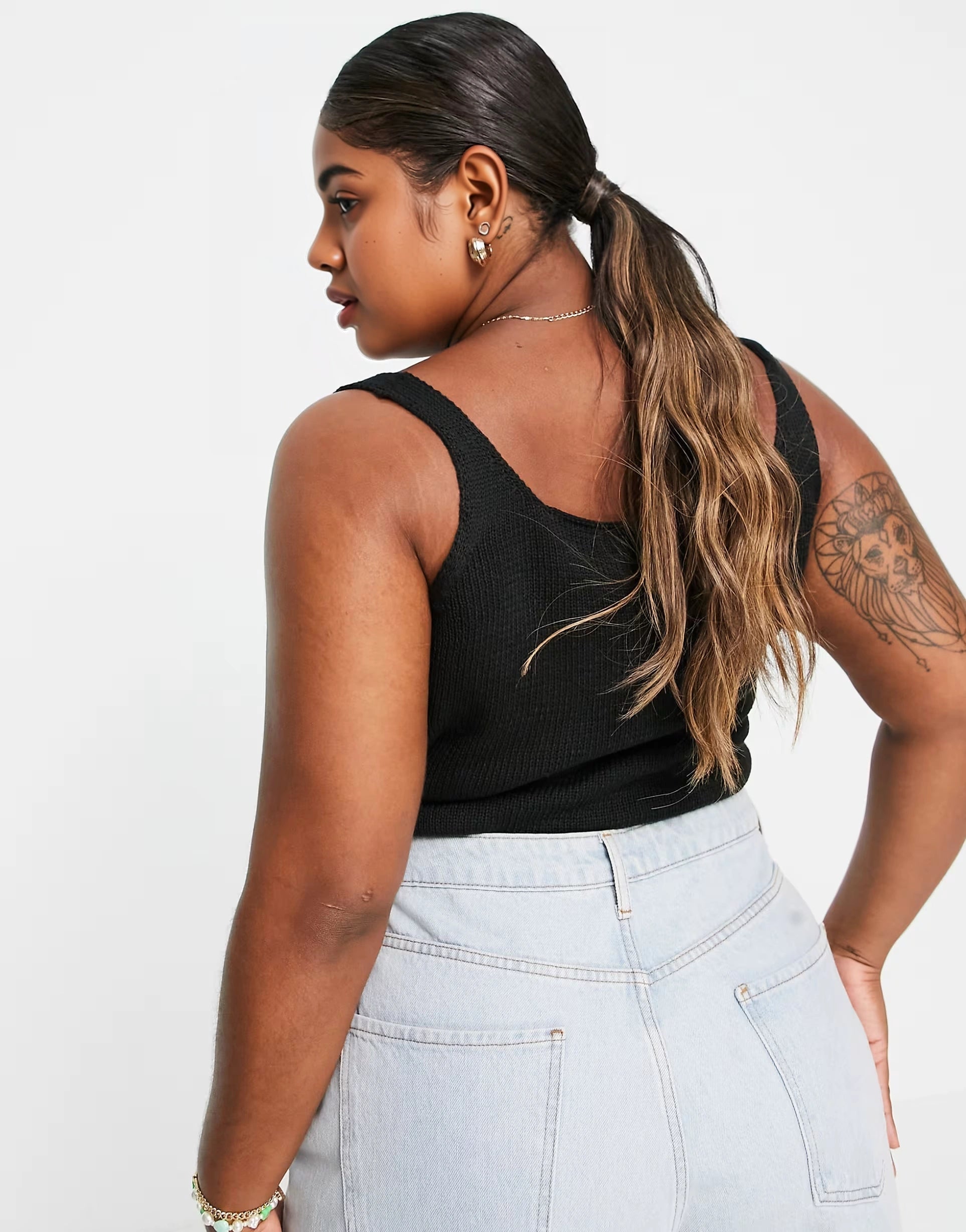 Threadbare Womens Curve Scarlett Knitted Crop Top In Black