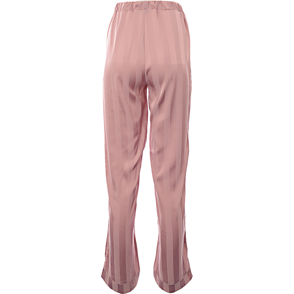 Loungeable Womens Stripe Jacquard Satin Trouser in Pink