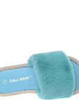 Public Desire Wide Fit Womens Starlight Fluffy Slippers in Turquoise