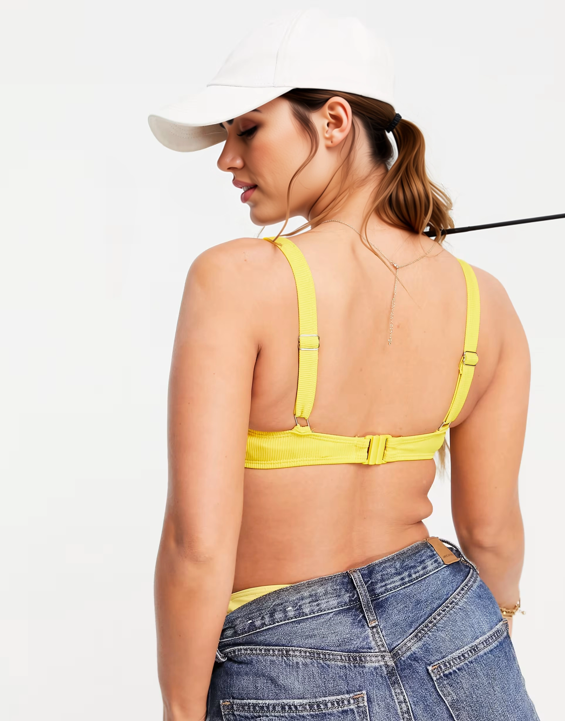 Womens Missguided Ribbed Underwire Bikini Top in Yellow