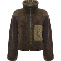 NA-KD Womens Green Reversible Teddy Jacket